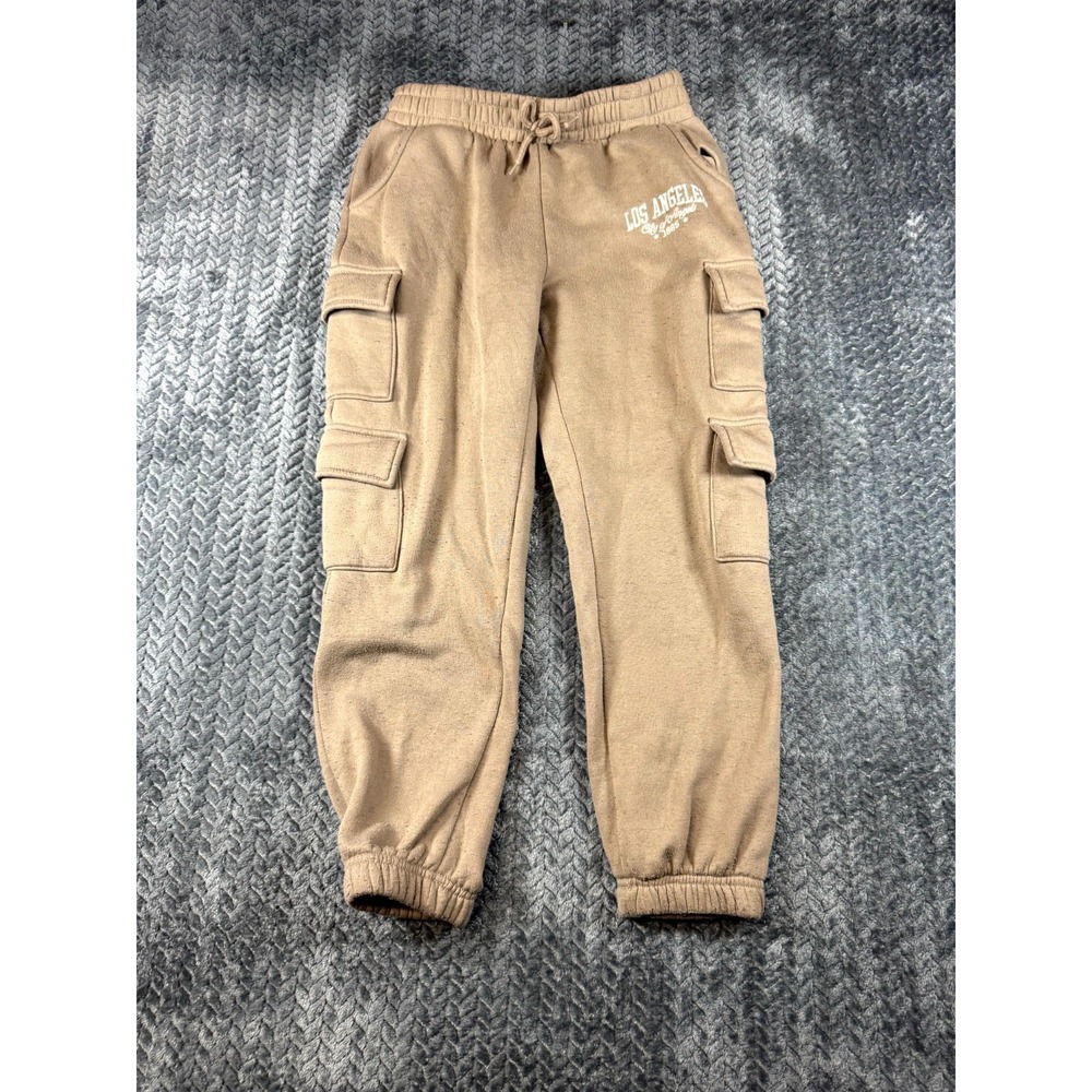 Stella Tweed Cargo Pants Girls 16 Tan Fleece Lined Athleisure Workwear Utility